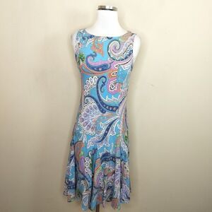 Lauren Ralph Lauren Dress Paisley Floral Fit Flare Colorful